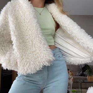 Fluffy cream cardigan from Forever 21